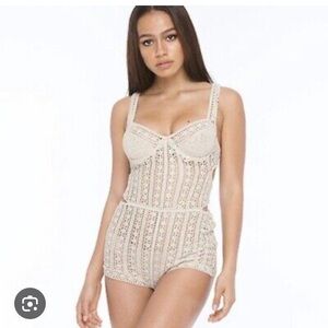 NWT Indah Floyd Cotton Crochet Romper – Ivory